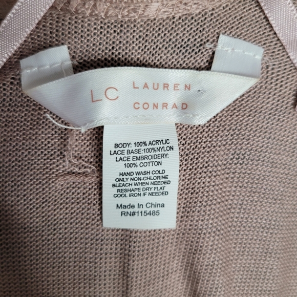 LC Lauren Conrad Blush Kimono Style Cardigan Lace Trimmed - Picture 5 of 5